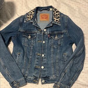 Levi's Denim Jacket with Custom Leopard Print Design